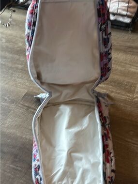 Vera Bradley White Floral Zip Cosmetic Case with Pink and Blue Accents